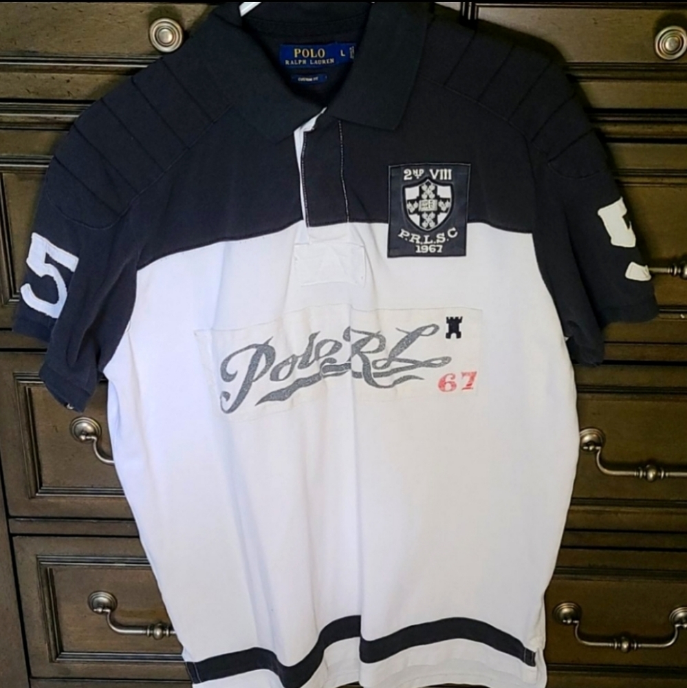 Polo by Ralph Lauren Black and White Rugby Polo Shirt